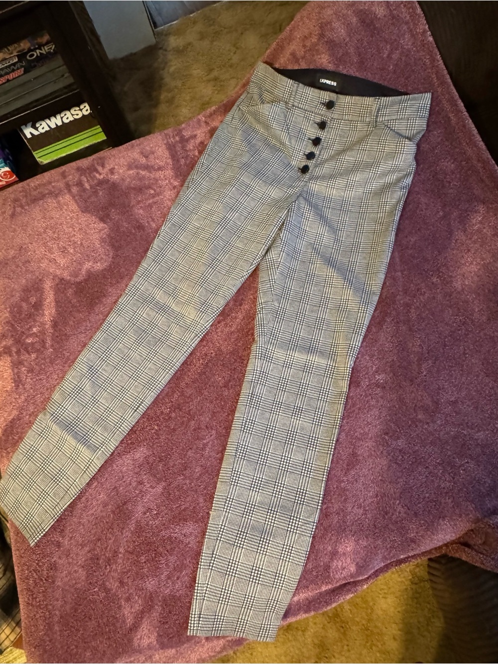 Express Women's Plaid Chinos - Black & White